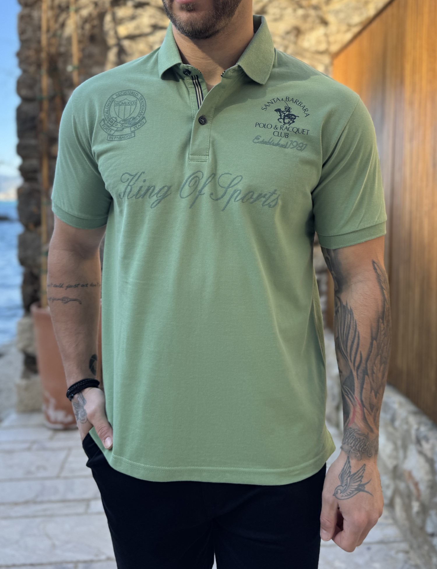 Everbest ανδρική φιστικί Polo μπλούζα με σχέδια Plus Size 252828F